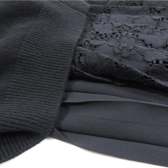 No 21 Numero Ventuno Black Knit 2 in 1 Sweater Dress w Pleat Trim - Picture 8 of 13